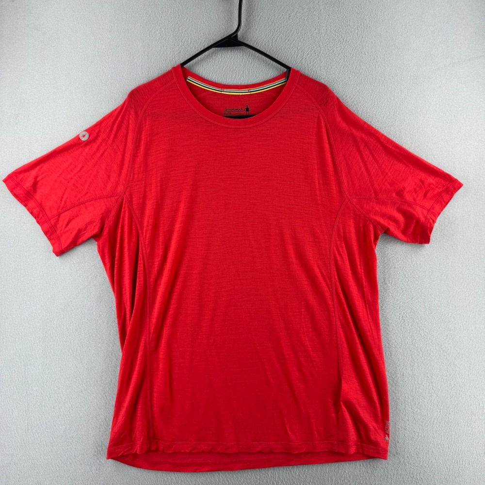 Smartwool Shirt Mens XL Red Merino Wool Blend Base Layer Hiking Active Tee